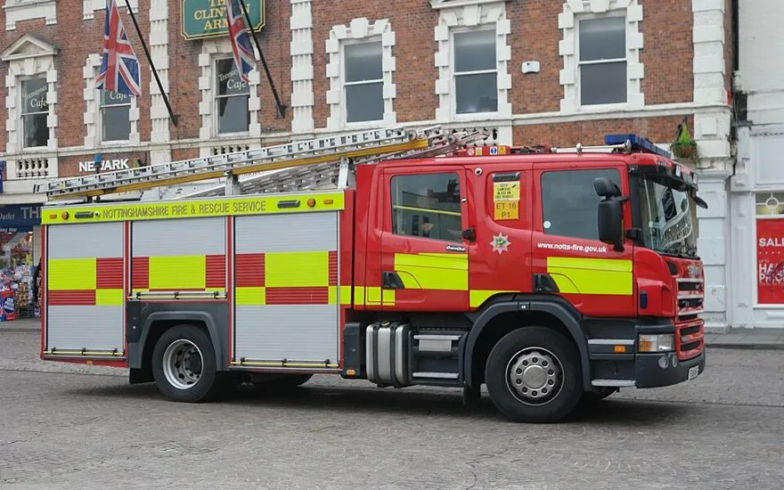 Emergency services dispatch — fire engine responding